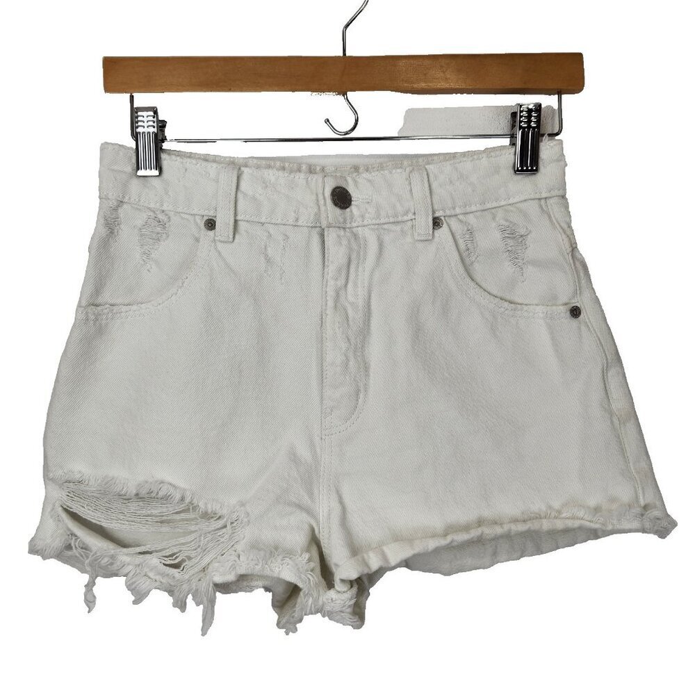 Rolla's Duster‎ High Rise Slim Denim Shorts 26 Vintage White Worn Distressed